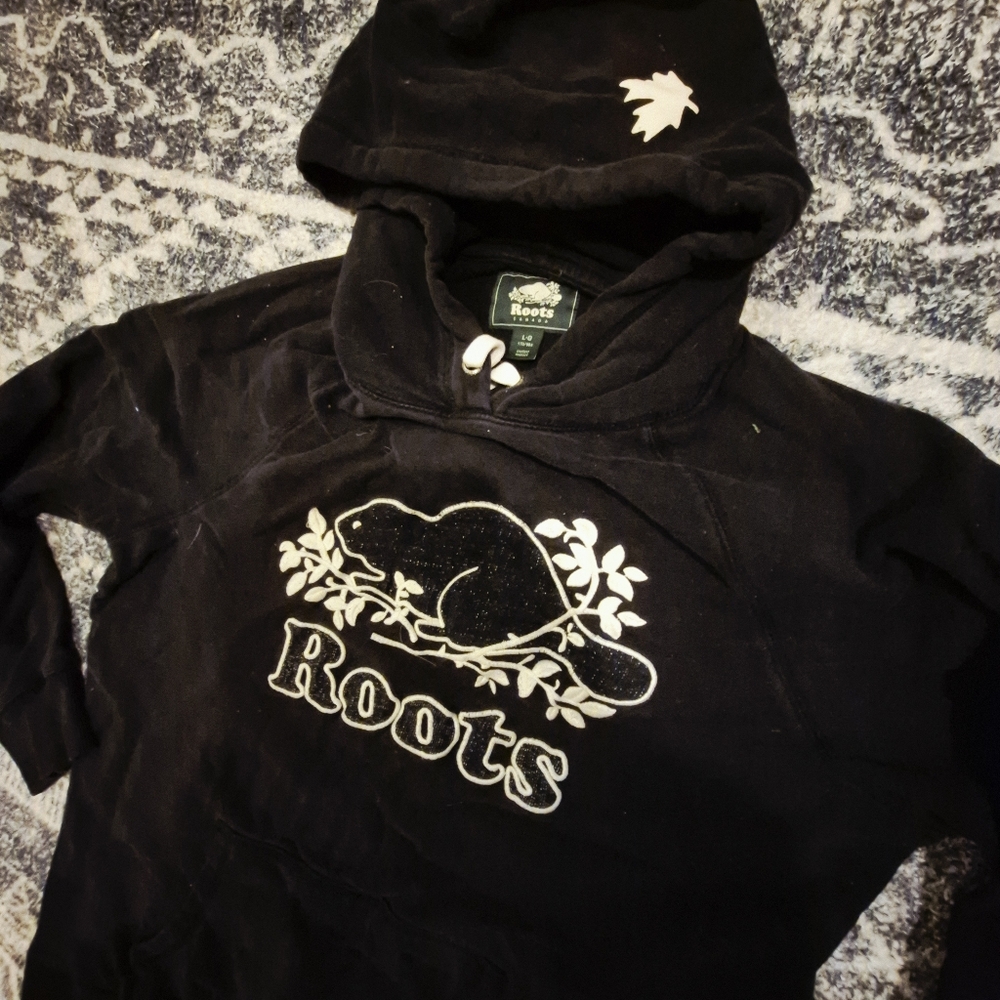 Roots Black Hoodie with White Logo